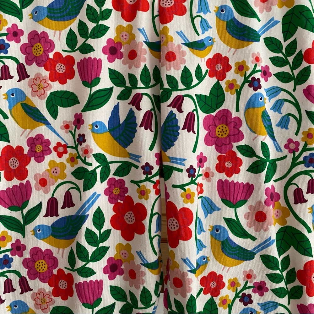 Mini Boden Colorful Floral Bird Print Fun Leggings 10 - Picture 9 of 12